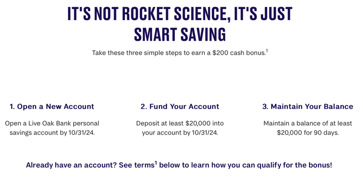 Live Oak Bank $200 Bonus on $20,000 Deposit (New and Existing Customers) — My Money Blog