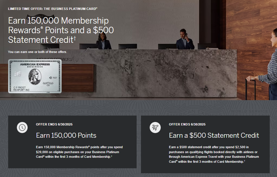 Amex Business Platinum Targeted NLL Offer: 150K + $500 Credit